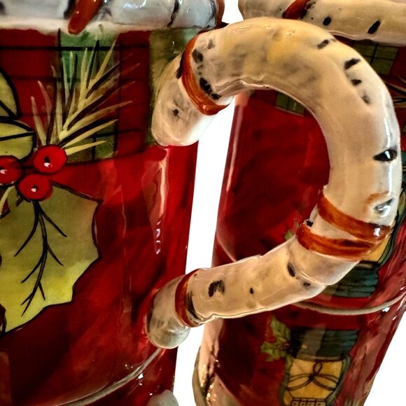 Vintage Susan Winget Holiday Lodge Mugs 4.5 “ Tall 16 Oz Capacity Set Of Two - Picture 7 of 13